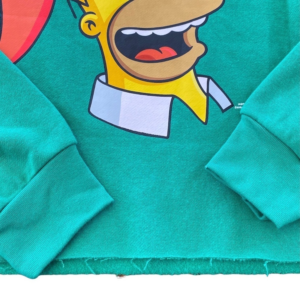 The Simpsons Christmas Xmas Santa Homer Simpson Cropped Crew Neck Green NWT - Picture 5 of 8